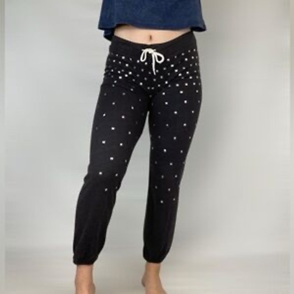 Monrow Y2K Studded‎ Joggers Size M Black Low Rise Sweatpants Soft Lounge Pants